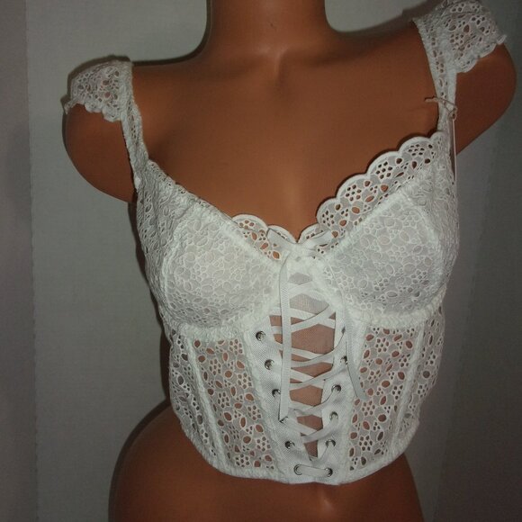 Victoria's Secret Dream Angels White Eyelet Lace Corset Top - Picture 3 of 5